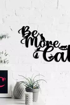 eCraftIndia "Be More Cat" Black Engineered Wood Wall Art Cutout, Ready to Hang Home Decor