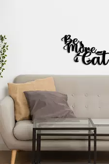 eCraftIndia "Be More Cat" Black Engineered Wood Wall Art Cutout, Ready to Hang Home Decor