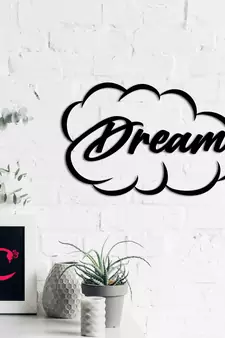 eCraftIndia "Dream" Black Engineered Wood Wall Art Cutout, Ready to Hang Home Decor