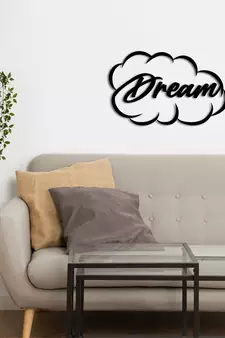 eCraftIndia "Dream" Black Engineered Wood Wall Art Cutout, Ready to Hang Home Decor