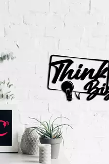 eCraftIndia "Think Big" Black Engineered Wood Wall Art Cutout, Ready to Hang Home Decor