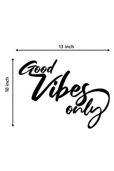 eCraftIndia "Good Vibes Only" Black Engineered Wood Wall Art Cutout, Ready to Hang Home Decor