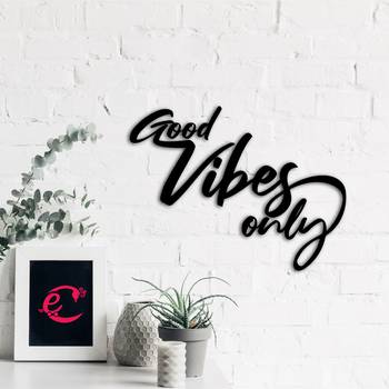 eCraftIndia "Good Vibes Only" Black Engineered Wood Wall Art Cutout, Ready to Hang Home Decor 4