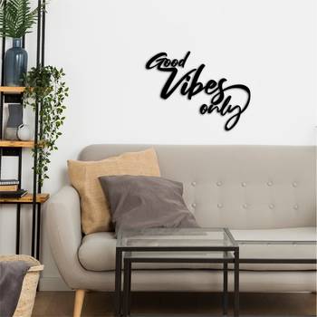 eCraftIndia "Good Vibes Only" Black Engineered Wood Wall Art Cutout, Ready to Hang Home Decor 5