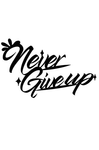 eCraftIndia "Never Give Up" Black Engineered Wood Wall Art Cutout, Ready to Hang Home Decor