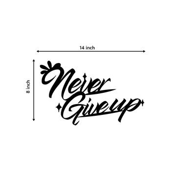 eCraftIndia "Never Give Up" Black Engineered Wood Wall Art Cutout, Ready to Hang Home Decor 3