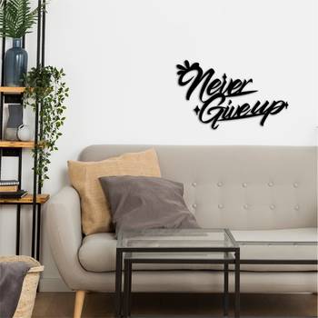 eCraftIndia "Never Give Up" Black Engineered Wood Wall Art Cutout, Ready to Hang Home Decor 5