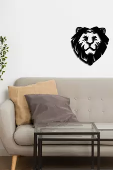 eCraftIndia "Lion Face" Black Engineered Wood Wall Art Cutout, Ready to Hang Home Decor