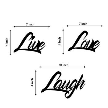 eCraftIndia "Live Love Laugh" Black Engineered Wood Wall Art Cutout, Ready to Hang Home Decor 3
