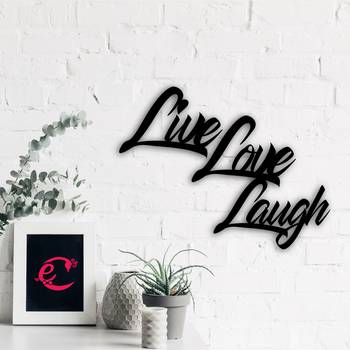 eCraftIndia "Live Love Laugh" Black Engineered Wood Wall Art Cutout, Ready to Hang Home Decor 4