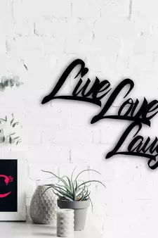 eCraftIndia "Live Love Laugh" Black Engineered Wood Wall Art Cutout, Ready to Hang Home Decor
