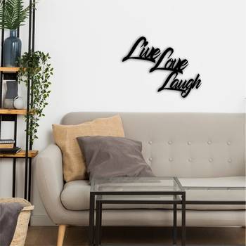 eCraftIndia "Live Love Laugh" Black Engineered Wood Wall Art Cutout, Ready to Hang Home Decor 5