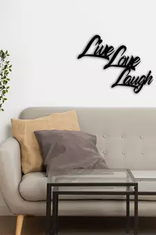 eCraftIndia "Live Love Laugh" Black Engineered Wood Wall Art Cutout, Ready to Hang Home Decor