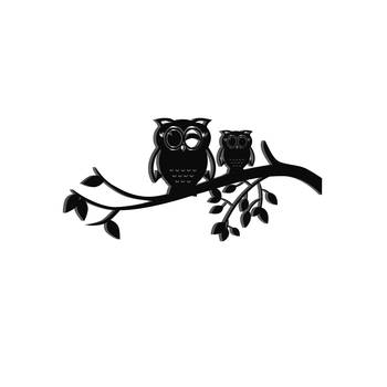 eCraftIndia "2 Owls on a Tree Branch" Black Engineered Wood Wall Art Cutout, Ready to Hang Home Decor 2