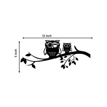 eCraftIndia "2 Owls on a Tree Branch" Black Engineered Wood Wall Art Cutout, Ready to Hang Home Decor 3