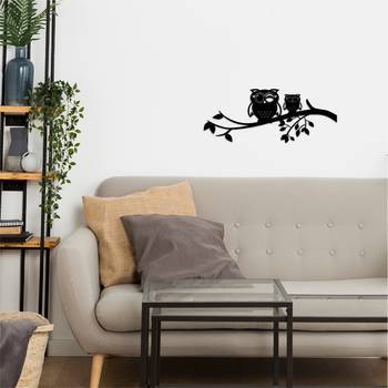 eCraftIndia "2 Owls on a Tree Branch" Black Engineered Wood Wall Art Cutout, Ready to Hang Home Decor 5