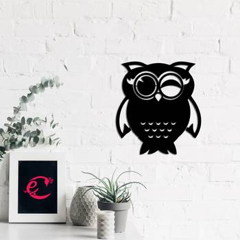 eCraftIndia "Owl" Black Engineered Wood Wall Art Cutout, Ready to Hang Home Decor 4