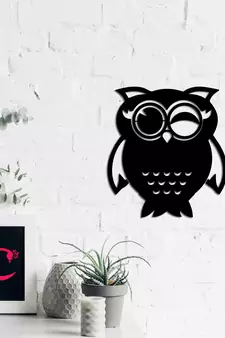 eCraftIndia "Owl" Black Engineered Wood Wall Art Cutout, Ready to Hang Home Decor