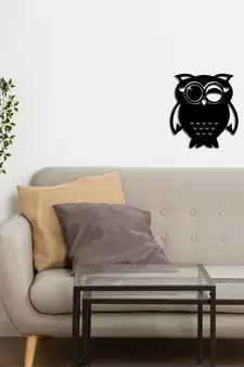 eCraftIndia "Owl" Black Engineered Wood Wall Art Cutout, Ready to Hang Home Decor