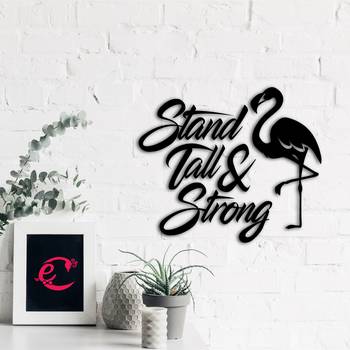 eCraftIndia "Stand Tall & Strong" With a Flamingo Black Engineered Wood Wall Art Cutout, Ready to Hang Home Decor 4