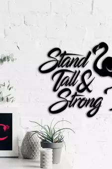 eCraftIndia "Stand Tall & Strong" With a Flamingo Black Engineered Wood Wall Art Cutout, Ready to Hang Home Decor