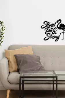 eCraftIndia "Stand Tall & Strong" With a Flamingo Black Engineered Wood Wall Art Cutout, Ready to Hang Home Decor