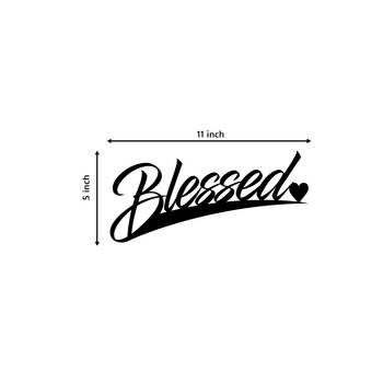 eCraftIndia "Blessed" Black Engineered Wood Wall Art Cutout, Ready to Hang Home Decor 3