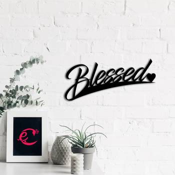 eCraftIndia "Blessed" Black Engineered Wood Wall Art Cutout, Ready to Hang Home Decor 4