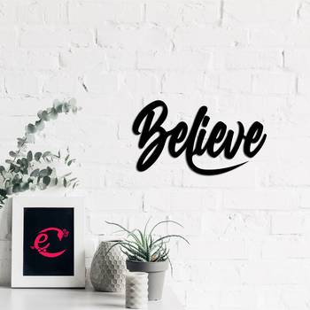 eCraftIndia "Believe" Black Engineered Wood Wall Art Cutout, Ready to Hang Home Decor 4