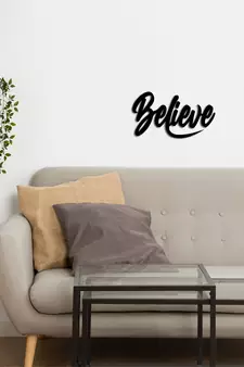 eCraftIndia "Believe" Black Engineered Wood Wall Art Cutout, Ready to Hang Home Decor