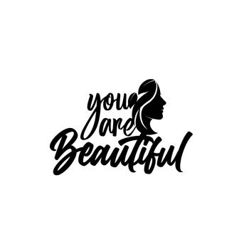 eCraftIndia "You Are Beautiful" Black Engineered Wood Wall Art Cutout, Ready to Hang Home Decor 1