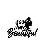 eCraftIndia "You Are Beautiful" Black Engineered Wood Wall Art Cutout, Ready to Hang Home Decor
