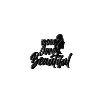eCraftIndia "You Are Beautiful" Black Engineered Wood Wall Art Cutout, Ready to Hang Home Decor 2