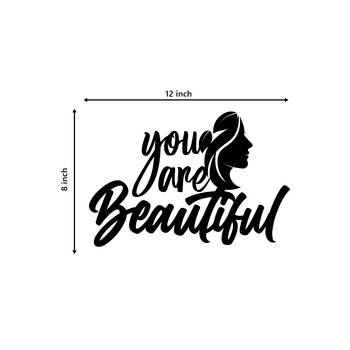 eCraftIndia "You Are Beautiful" Black Engineered Wood Wall Art Cutout, Ready to Hang Home Decor 3