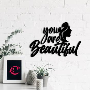 eCraftIndia "You Are Beautiful" Black Engineered Wood Wall Art Cutout, Ready to Hang Home Decor 4