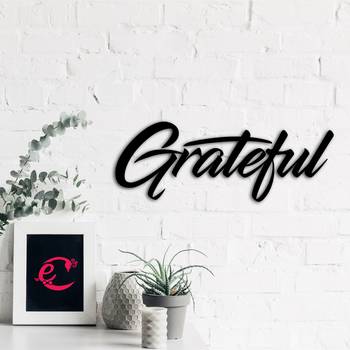 eCraftIndia "Grateful" Black Engineered Wood Wall Art Cutout, Ready to Hang Home Decor 4