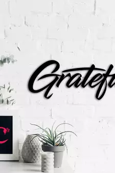 eCraftIndia "Grateful" Black Engineered Wood Wall Art Cutout, Ready to Hang Home Decor