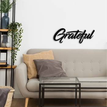 eCraftIndia "Grateful" Black Engineered Wood Wall Art Cutout, Ready to Hang Home Decor 5