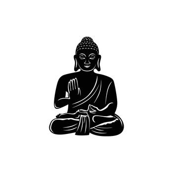 eCraftIndia "Buddha" Black Engineered Wood Wall Art Cutout, Ready to Hang Home Decor 1