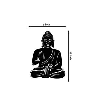 eCraftIndia "Buddha" Black Engineered Wood Wall Art Cutout, Ready to Hang Home Decor 3