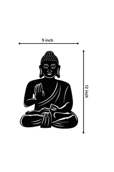 eCraftIndia "Buddha" Black Engineered Wood Wall Art Cutout, Ready to Hang Home Decor