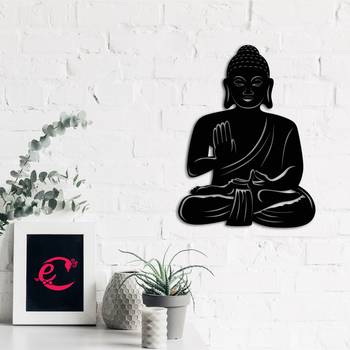 eCraftIndia "Buddha" Black Engineered Wood Wall Art Cutout, Ready to Hang Home Decor 4