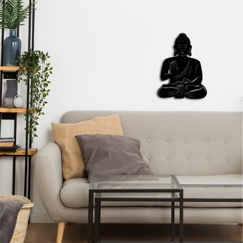 eCraftIndia "Buddha" Black Engineered Wood Wall Art Cutout, Ready to Hang Home Decor 5