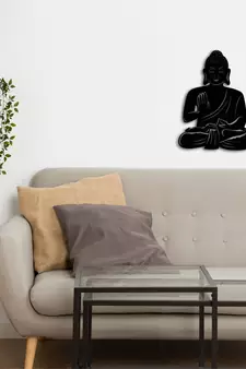eCraftIndia "Buddha" Black Engineered Wood Wall Art Cutout, Ready to Hang Home Decor