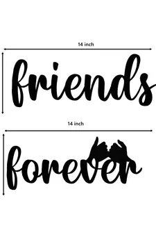 eCraftIndia "Friends Forever" Black Engineered Wood Wall Art Cutout, Ready to Hang Home Decor
