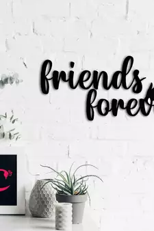 eCraftIndia "Friends Forever" Black Engineered Wood Wall Art Cutout, Ready to Hang Home Decor