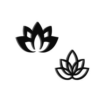 eCraftIndia "2 Lotus" Black Engineered Wood Wall Art Cutout, Ready to Hang Home Decor 2