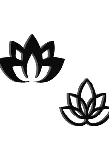 eCraftIndia "2 Lotus" Black Engineered Wood Wall Art Cutout, Ready to Hang Home Decor
