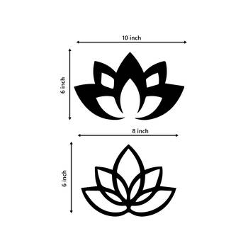 eCraftIndia "2 Lotus" Black Engineered Wood Wall Art Cutout, Ready to Hang Home Decor 3