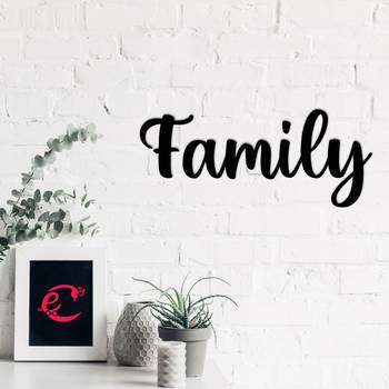 eCraftIndia "Family" Black Engineered Wood Wall Art Cutout, Ready to Hang Home Decor 4
